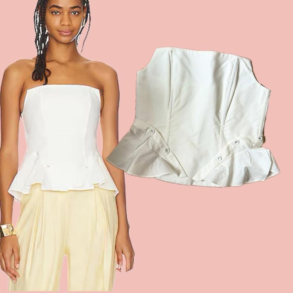 LPA Nicoletta Corset Top – Crisp White, Size L, NWT